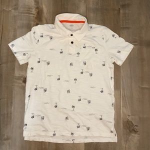 Old Navy Palm Tree Polo White & Navy, Sz L